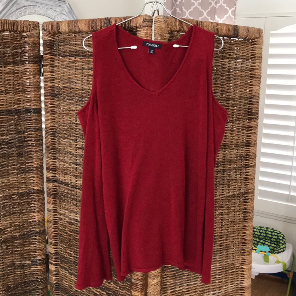 Roz & Ali Red Cold Shoulder Sweater